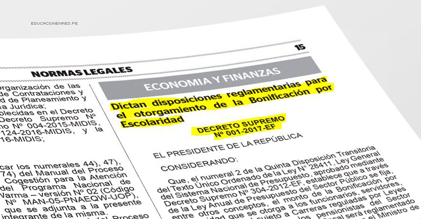 BONIFICACIÃN POR ESCOLARIDAD 2017